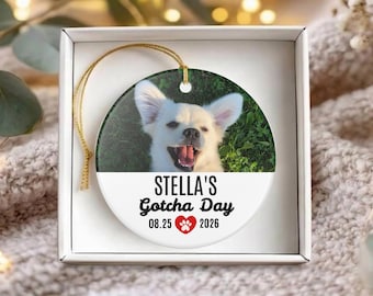Gotcha Day Dog Ornament, Personalized Pet Photo Ornament, Custom Dog Christmas Ornament, Dog Adoption Keepsake, New Dog Owner Gift