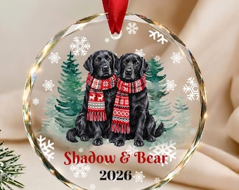 Personalized Black Lab Ornament, Two Black Labrador Retriever Christmas Ornament, Custom Dog Name Keepsake, Lab Lover Gift 2026
