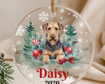 Custom Airedale Terrier Ornament, Personalized Airedale Dog Ornament, Airedale Christmas Gift, Dog Lover Keepsake, Airedale Owner Gift