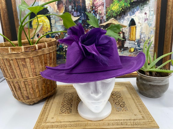 Vintage Mollie Entwhistle  Deep Purple Wide Brim … - image 8