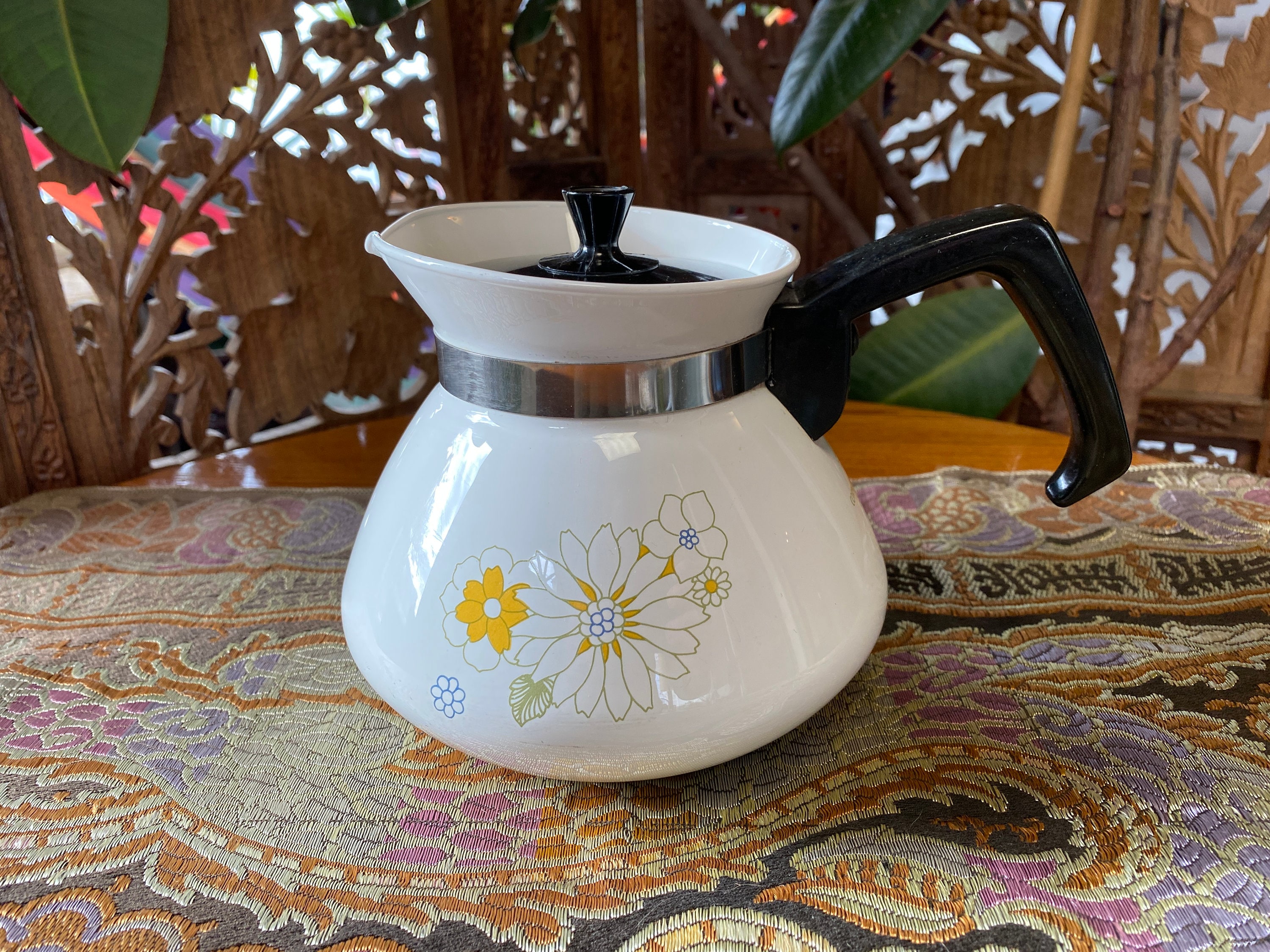 Vintage Corning Ware 6 Cup Coffee Tea Pot floral Etsy
