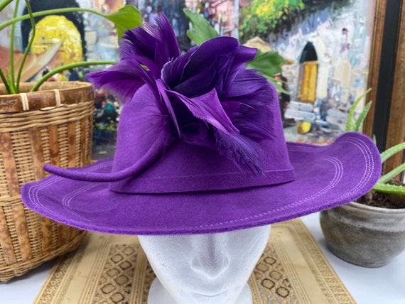 Vintage Mollie Entwhistle  Deep Purple Wide Brim … - image 5