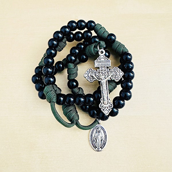Rosary Catholic Black Paracord Rosary Durable Strong Rugged Rosary Handmade Rosary Necklace [FREE SHIPPING]
