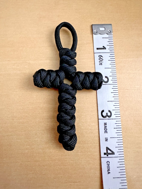 Handmade Cross Black 550 Paracord Key Chain Hanger High Quality Made in USA  -  Canada
