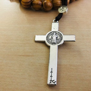 Olive Wood Rosary St. Benedict Medals, Handmade Catholic Rosary From Jerusalem image 3