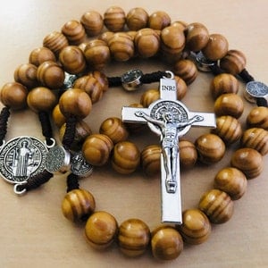 Leather Knotted Rosary Bracelet 