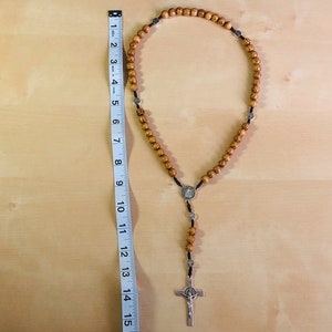 Olive Wood Rosary St. Benedict Medals, Handmade Catholic Rosary From Jerusalem image 6