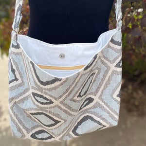 Crossbody bag, upholstery fabric, slouchy bag, hobo bag