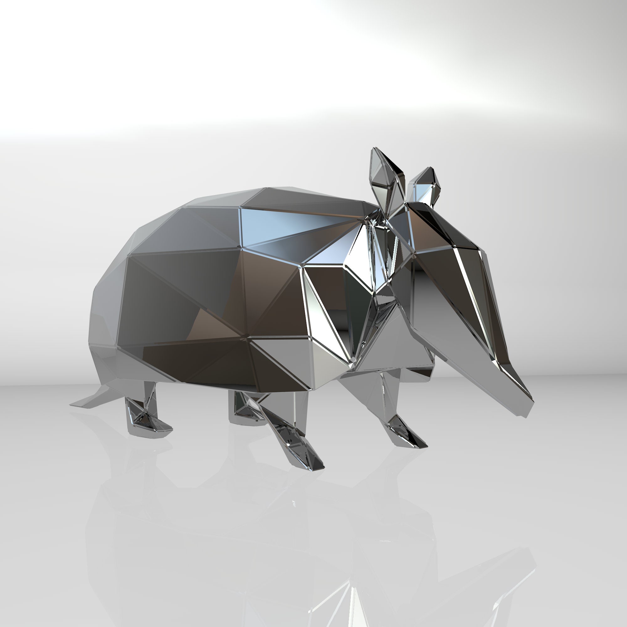 Template diy for metal sculpture – Pattern of Armadillo low poly model DXF & PDF format – Blueprints of statue for Assembly from CNC cutting
