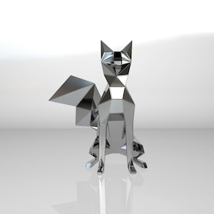 Template diy for metal sculpture – Pattern of Fox low poly model in DXF and PDF format – Blueprints of statue for Assembly from CNC cutting