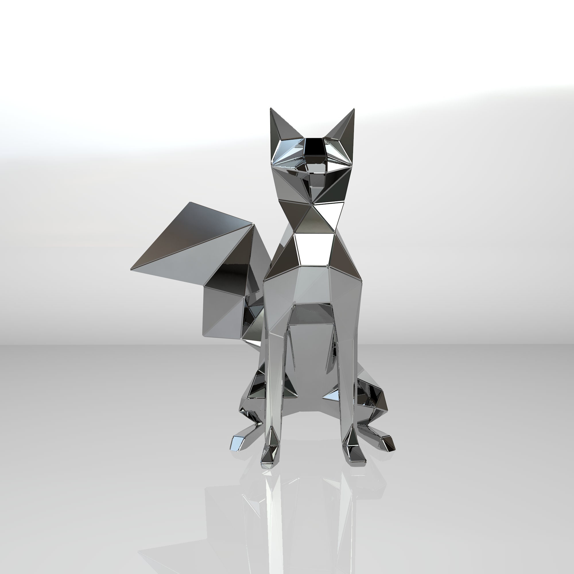 Template Diy for Metal Sculpture Pattern of Fox Low Poly Model in DXF ...