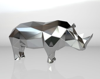 Template diy for metal sculpture – Pattern of Rhino low poly model DXF and PDF Format – Blueprints of statue for Assembly from CNC cutting