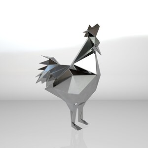 Template diy for metal sculpture – Pattern of Rooster model low poly in DXF and PDF – Blueprints of statue for Assembly from CNC cutting