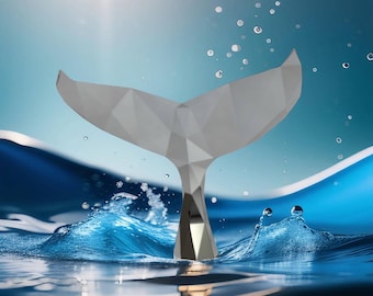 Template diy for metal sculpture – Pattern of Whale Tail Poligon model DXF & PDF format – Blueprints of statue for Assembly from CNC cutting