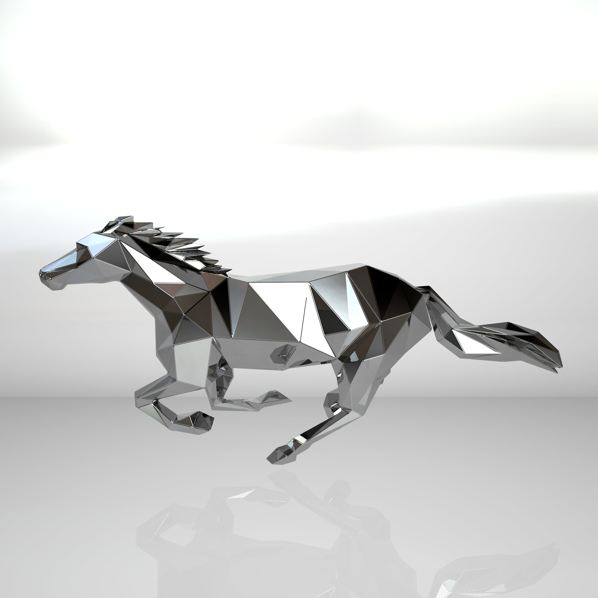 Template Diy for Metal Sculpture – Pattern of Horse Low Poly