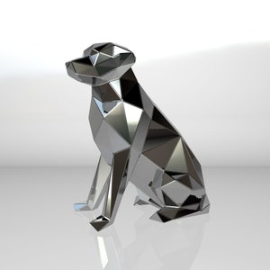 Template diy for metal sculpture – Pattern of Labrador Retriever Dog low poly model DXF and PDF – Blueprints of statue for Assembly from CNC