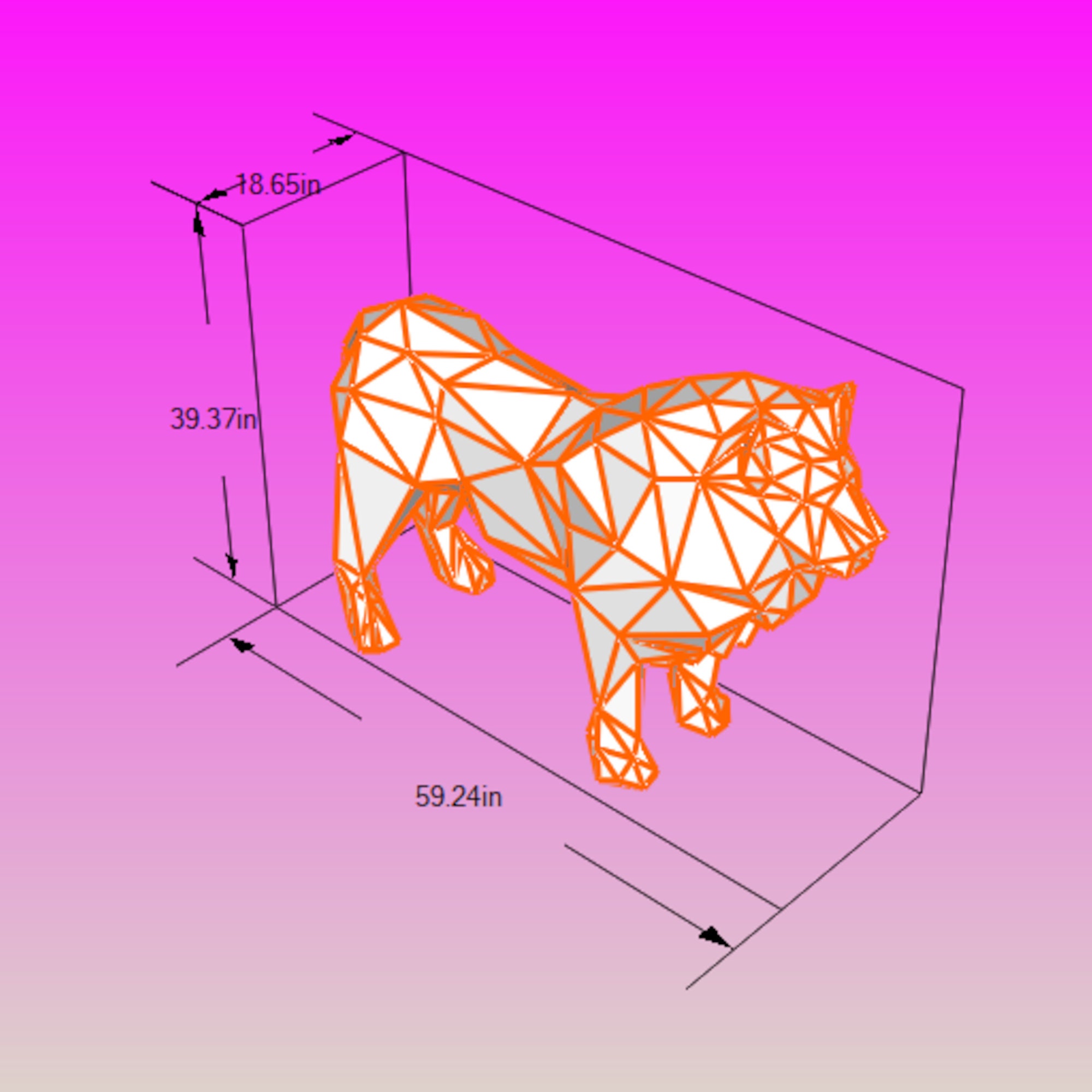 Template Diy for Metal Sculpture – Pattern of Lion Low Poly