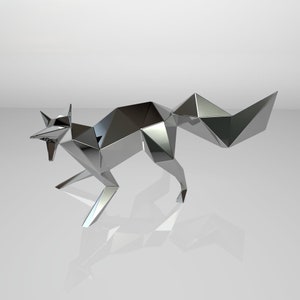 Template diy for metal sculpture – Pattern of Fox low poly model in DXF and PDF format – Blueprints of statue for Assembly from CNC cutting