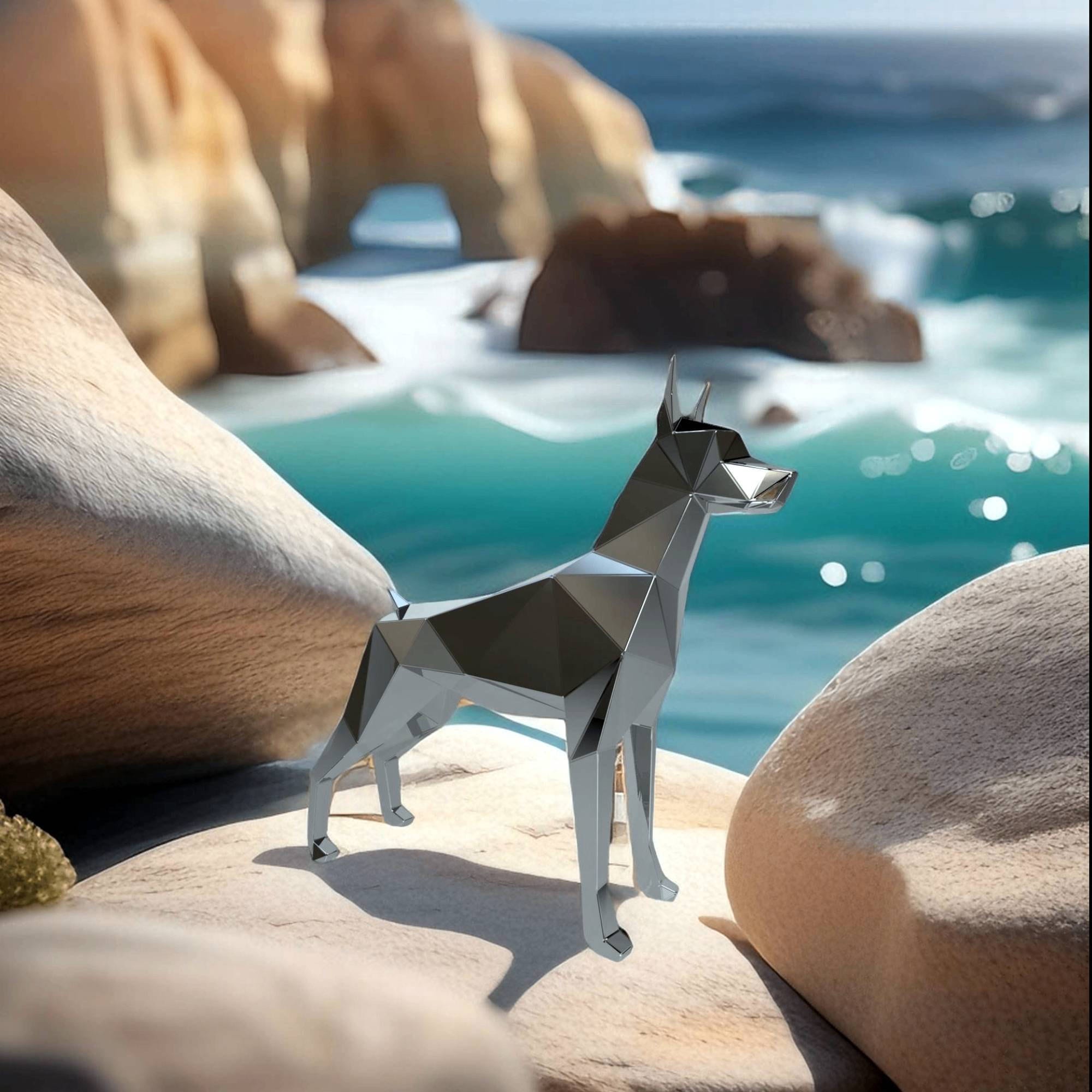 TTYGRHQ Minimalistische Hundewandskulptur Aus Metall – 25,4 X 20,3 Cm, Abstrakte Linienkunst Für Moderne Deko
