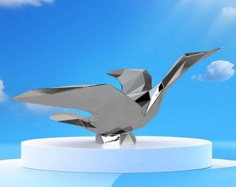 Template diy for metal sculpture – Pattern of Goose low poly model, DXF and PDF format – Blueprints of statue for Assembly from CNC cutting