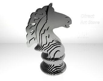 Template diy for metal sculpture – Pattern of Horse sliced model in DXF and PDF Format – Blueprints of statue for Assembly from CNC cutting