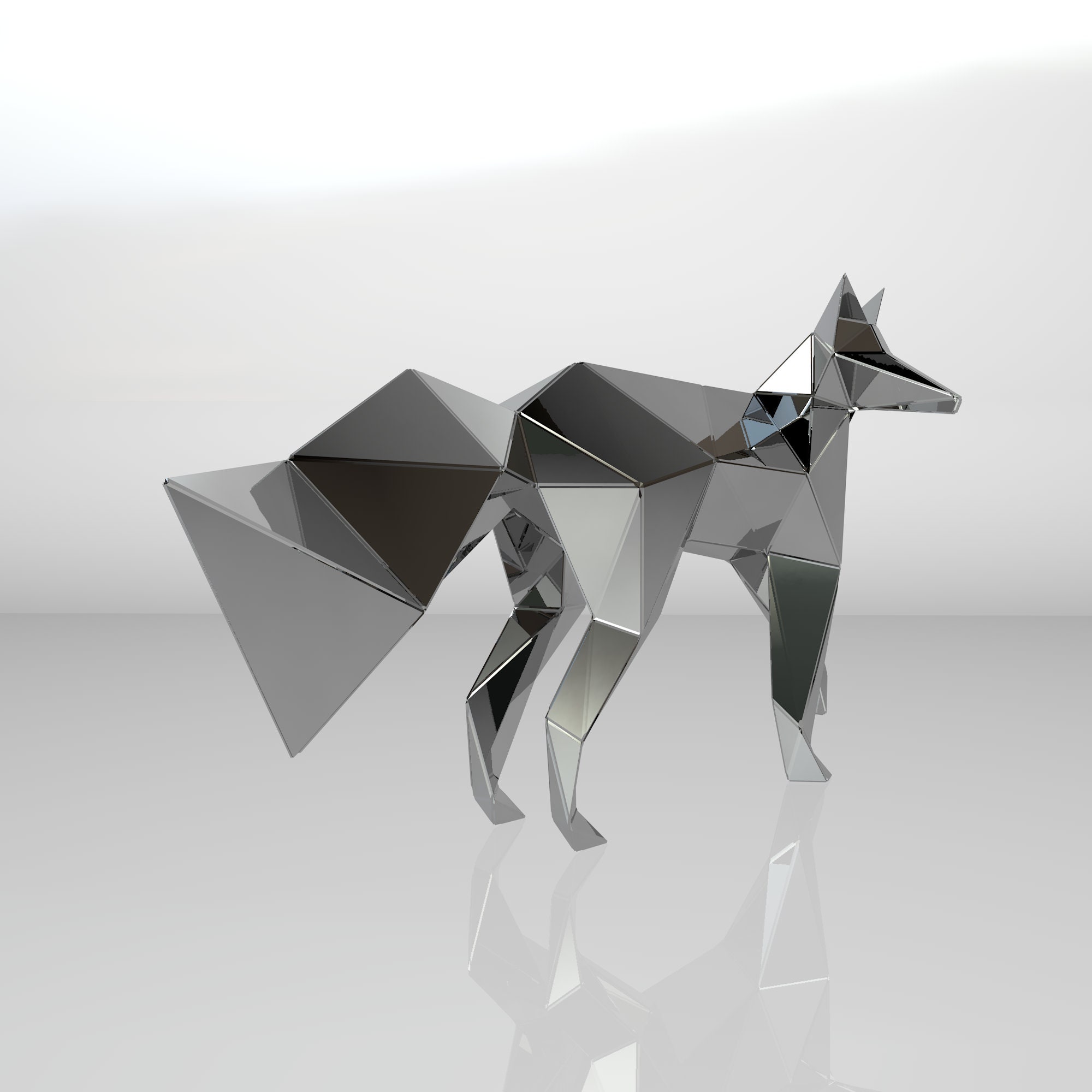 Template Diy for Metal Sculpture Pattern of Fox Low Poly Model in DXF ...