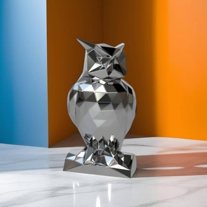 Vorlage für Metallskulpturen - Eulen-Low-Poly-Modell in DXF- und PDF-Format