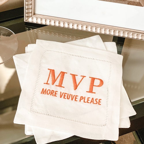 Veuve Clicquot Embroidered Cocktail Napkin Set Etsy