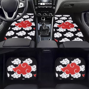 CAR Waterproof Leather 4PCS Red Black Universal Car Floor Mats