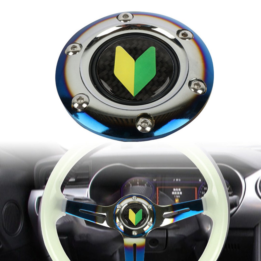 JDM Carbon Fiber Steering Wheel Center Cap Horn Button Burnt Blue Aluminum Edge Etsy