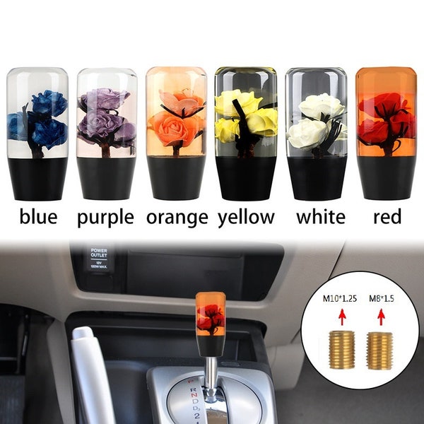 Universal 10cm JDM Clear Real Flowers Manual Gear Stick Shift Knob Lever Shifter
