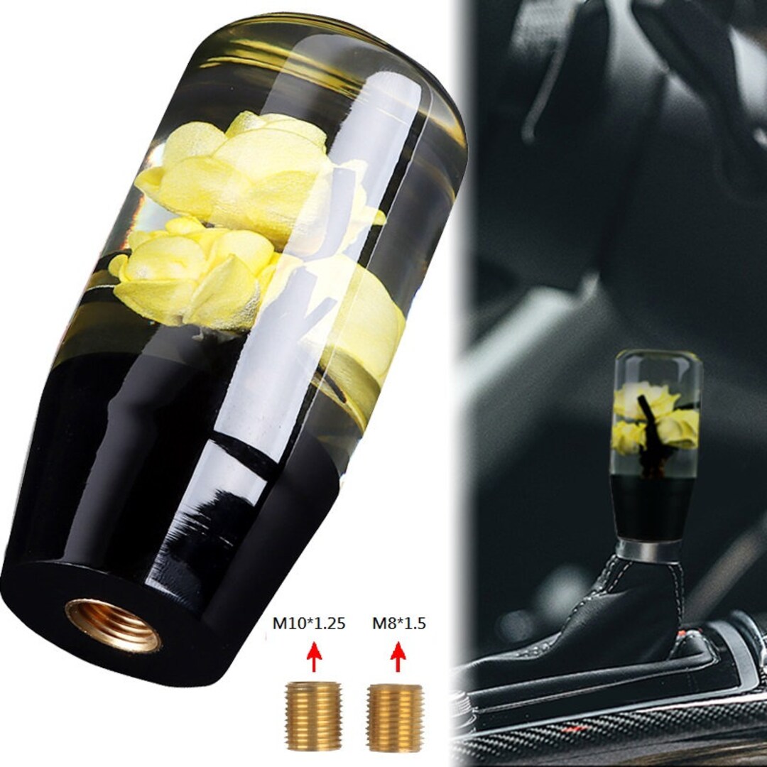 Buy Universal 10cm JDM Clear Yellow Real Flowers Manual Gear Stick