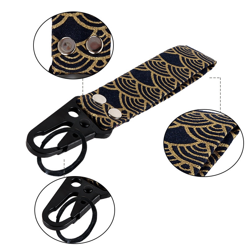 JDM Sakura Blossom Noir Porte-clés En métal Porte-clés Crochet Sangle Tissu  Longe Nylon 3 -  France