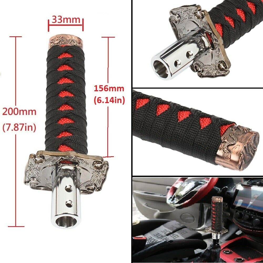 1pcs Samurai Sword Black & Red Shift Knob Shifter Alloy Katana Adapter  Universal 20cm 
