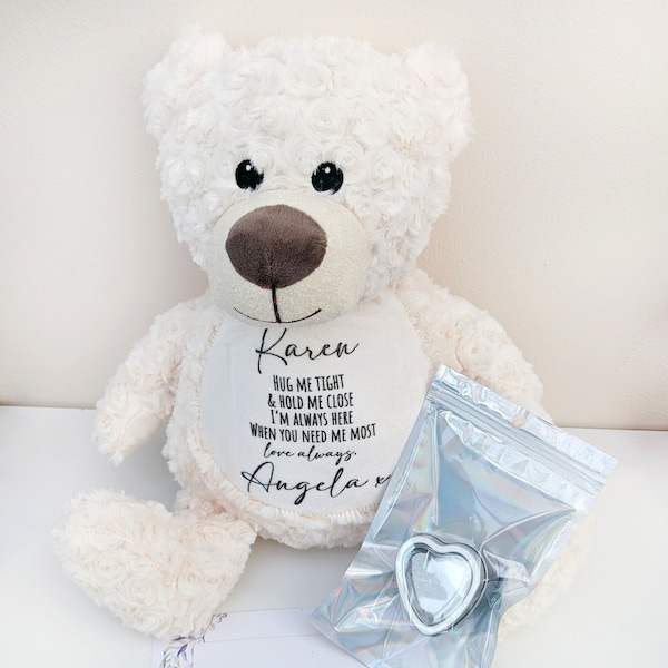 Memory Bear | Personalised keepsake bear | Bear with tin & pouch for ashes