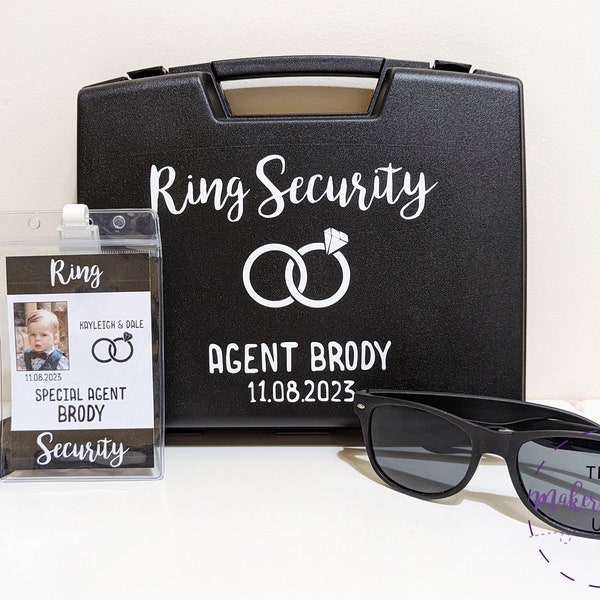 Ring Security Set | Ring Bearer Gift | Cute Wedding Ring Holder | Case, Glasses, Badge & Socks set