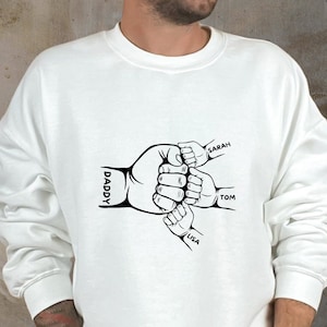 Personalized Fist Bump Daddy Sweatshirt, Custom Dad Shirt Kids Grab Papa Hands, Custom Kid Names, Father's Day Hoodie, Custom Dad Gift