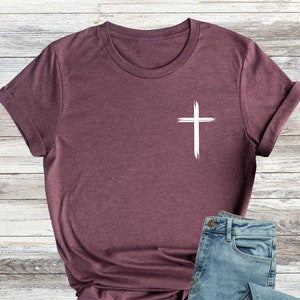 Minimalist Christian Cross Shirt, Religious Shirt, Faith Shirts, Gifts For Christians, Minimal Christian T-Shirt, Cross Tees, Catholic Shirt