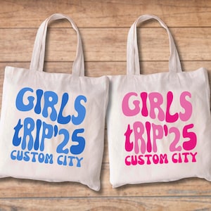 Custom Girls Trip 2025 Tote Bag, Personalized Girls Weekend Tote, Besties Matching Bags, Road Trip Tote Bags, Cute VSCO Girls Trip Totes