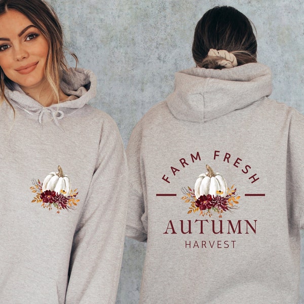 Farm Fresh Autumn Harvest Sweatshirt, Autumn Sweatshirts, Cute Pumpkin Sweatshirt, Farm Fresh Pumpkin Sweatshirt, Fall Front And Back Hoodie