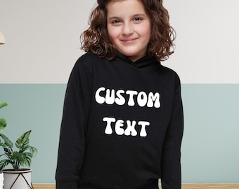 Youth Custom Text Hoodie: Personalized Back Design Sweater