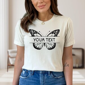 Custom Butterfly Shirt, Customized Butterfly Tee, Animal Rights Tee Shirt, Women T-Shirts, Nature Lover Tee, Custom Name Tee, Butterfly Tee image 2