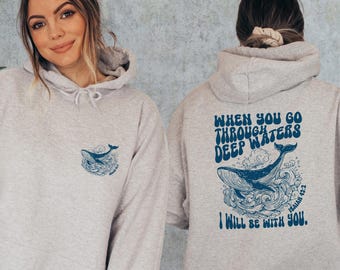 Christian Whale Shark Hoodie, Isaiah 43:2 Bible Verse