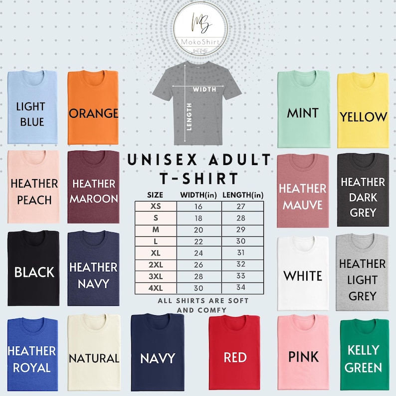 a chart of different types of t - shirts for men and women