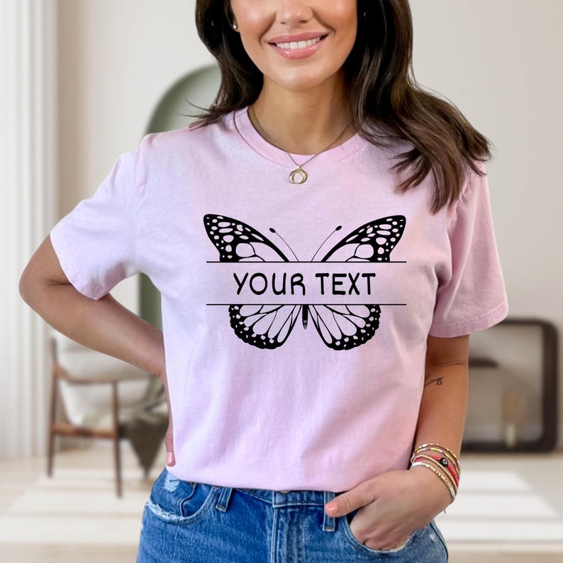 Custom Butterfly Shirt, Customized Butterfly Tee, Animal Rights Tee Shirt, Women T-Shirts, Nature Lover Tee, Custom Name Tee, Butterfly Tee image 3