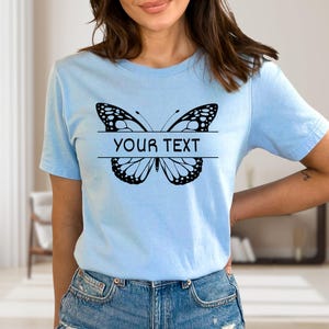 Custom Butterfly Shirt, Customized Butterfly Tee, Animal Rights Tee Shirt, Women T-Shirts, Nature Lover Tee, Custom Name Tee, Butterfly Tee image 4