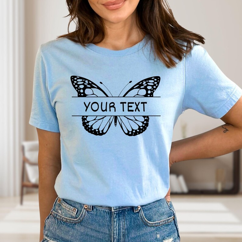 Custom Butterfly Shirt, Customized Butterfly Tee, Animal Rights Tee Shirt, Women T-Shirts, Nature Lover Tee, Custom Name Tee, Butterfly Tee image 4