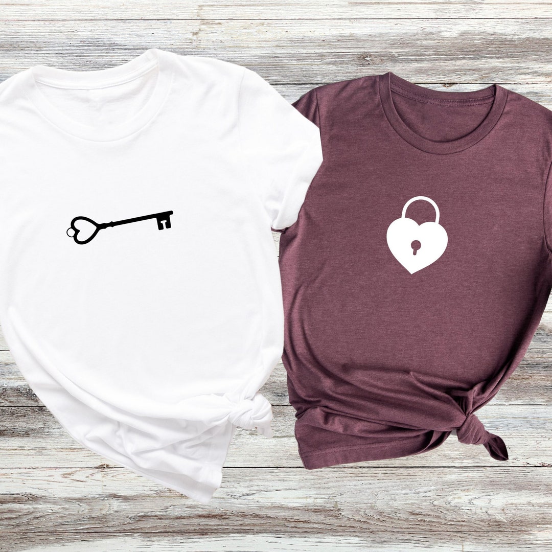 Lock and Key Couples Matching Shirt, Minimal Couple Shirt, Husband ...