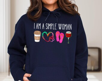 Simple Woman Sweatshirt: Coffee, Dog Mom Cozy Hoodie