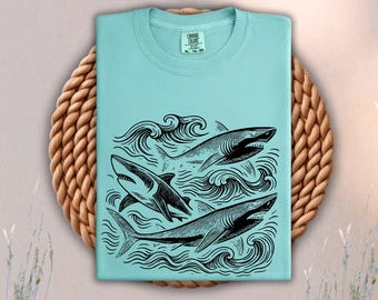 Comfort Colors Shark Graphic T-Shirt, Ocean Lover Tee
